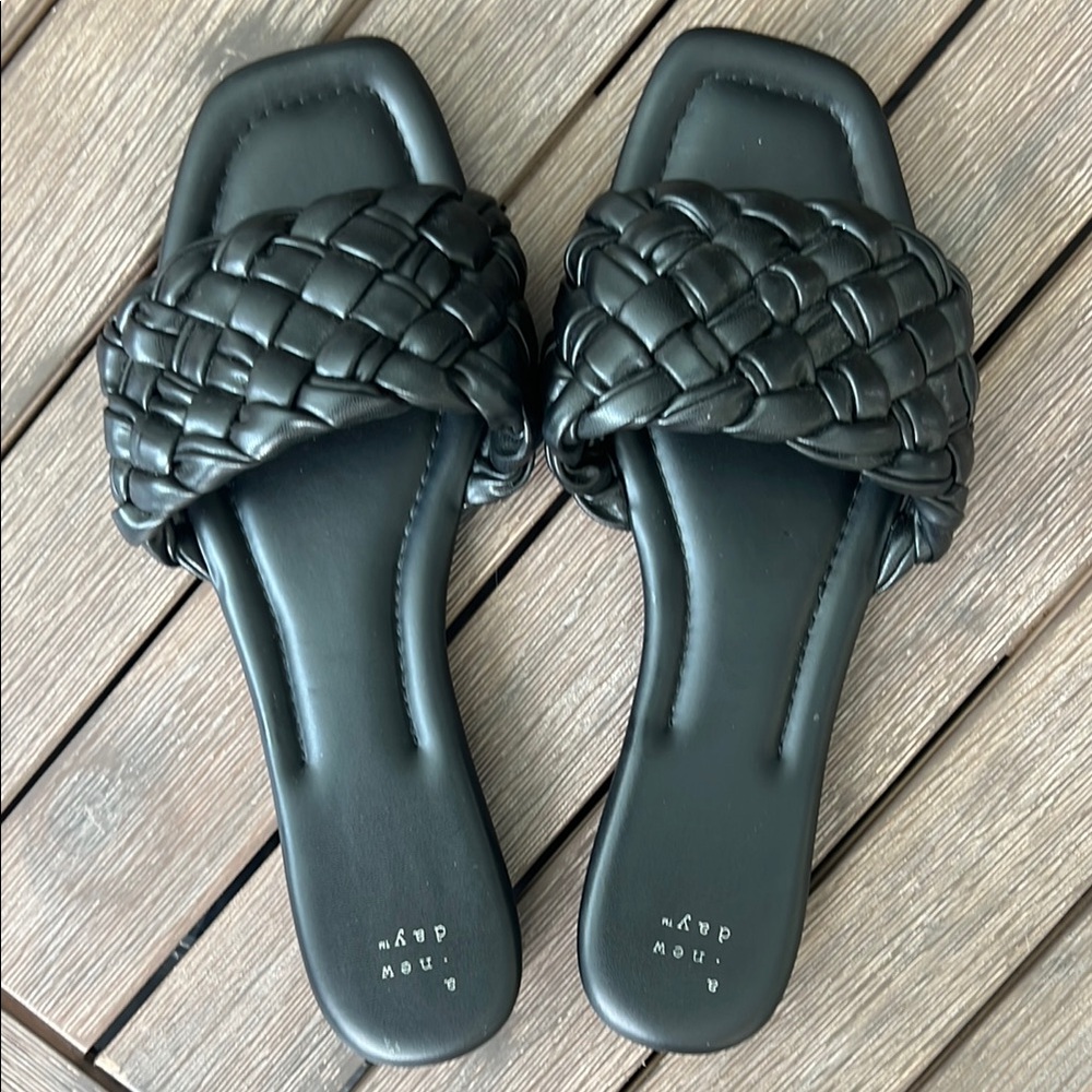 a new day Black Braided Sandals